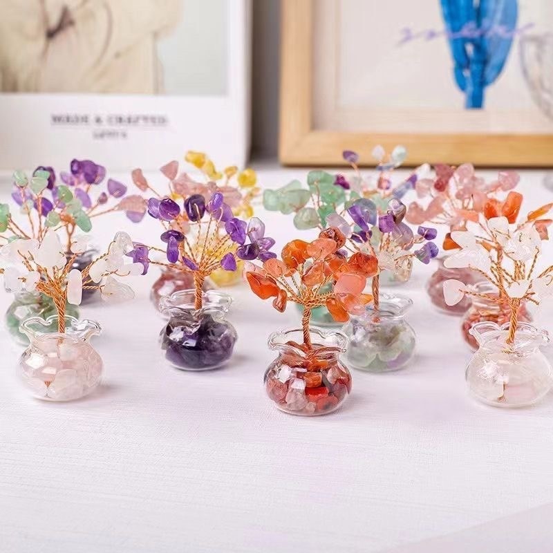 水晶發財樹 迷你碎石飾品擺件-細節圖2