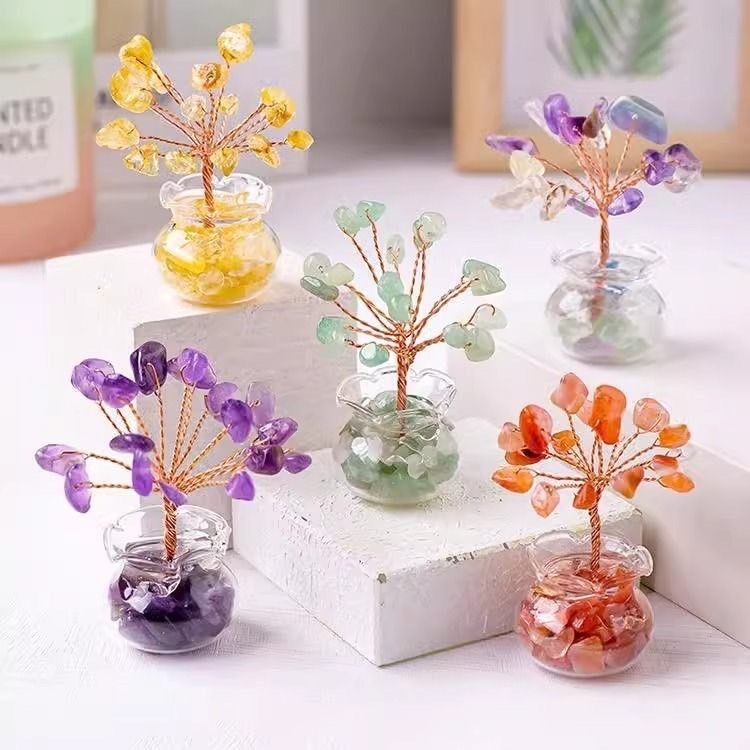 水晶發財樹 迷你碎石飾品擺件-細節圖3