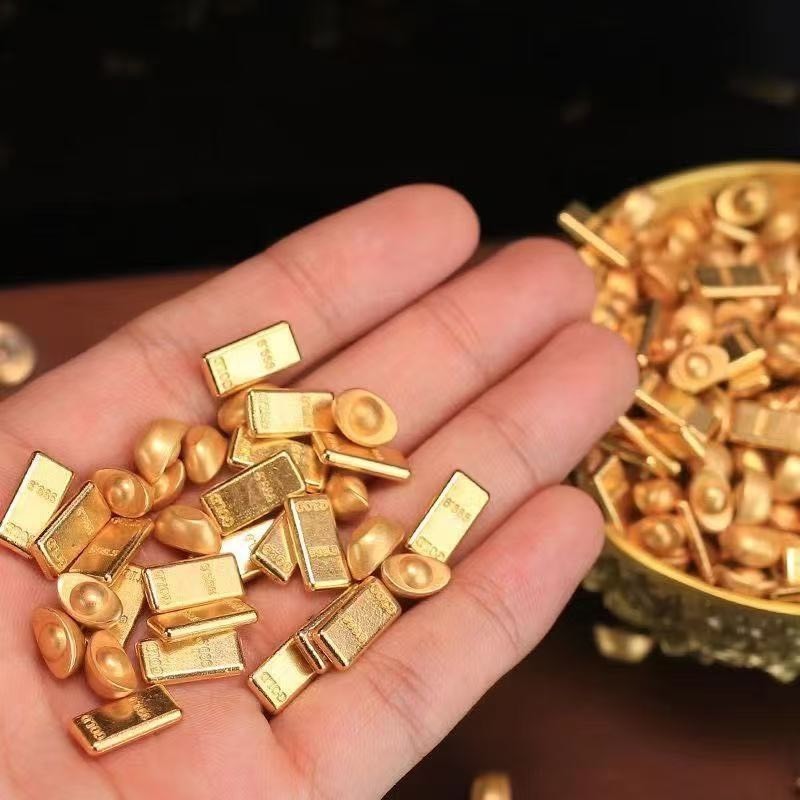 黃銅一桶金 招財進寶 開運擺飾 元寶 大米 金條 花生 金瓜子-細節圖3