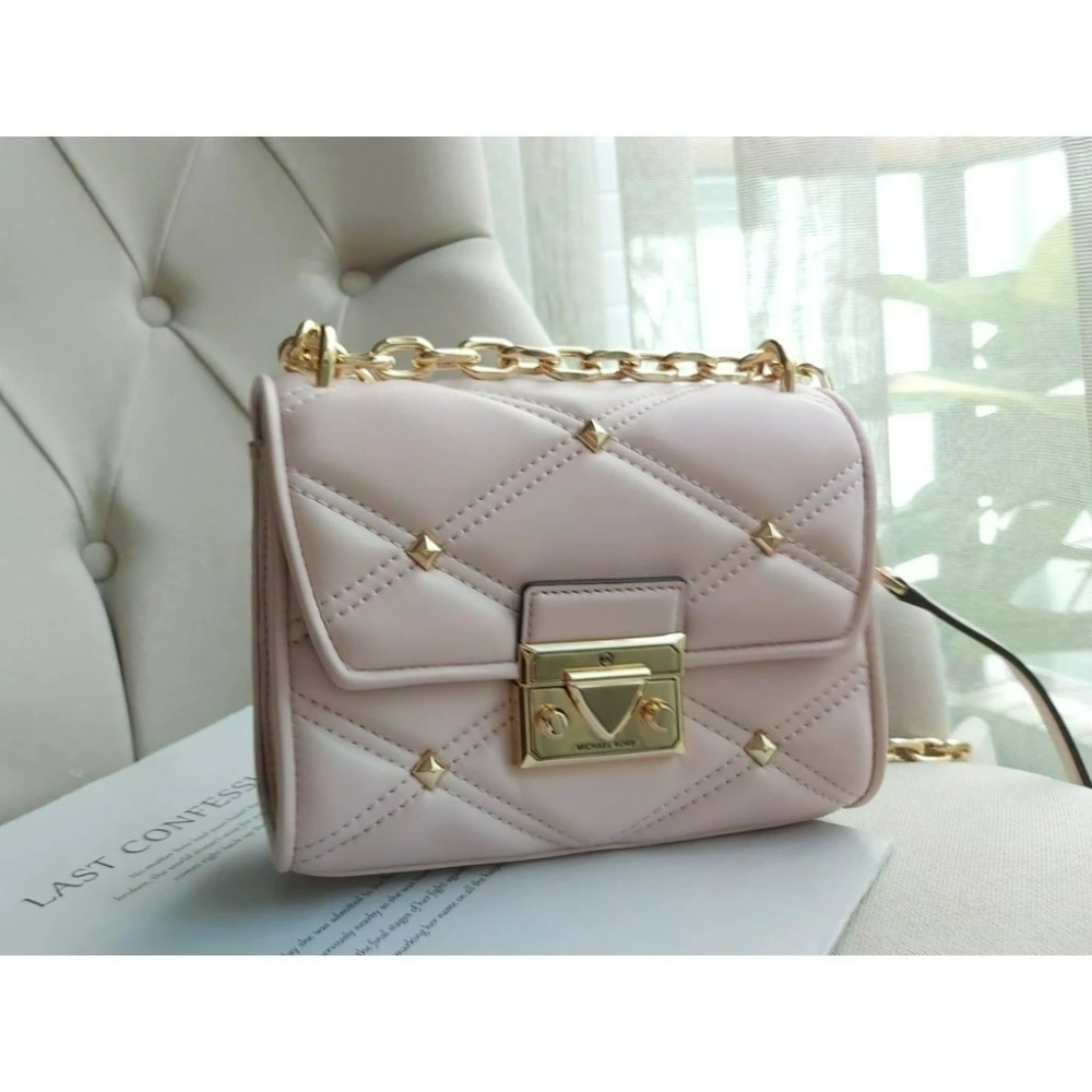 降!【現貨】MICHAEL KORS Mk 新款 SERENA 菱格紋鍊帶包 大款 可快速出貨 🐶美國代購🇺🇲 正品-細節圖5