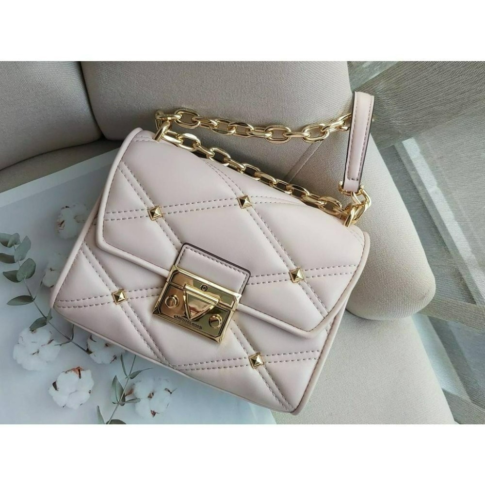 降!【現貨】MICHAEL KORS Mk 新款 SERENA 菱格紋鍊帶包 大款 可快速出貨 🐶美國代購🇺🇲 正品-細節圖6