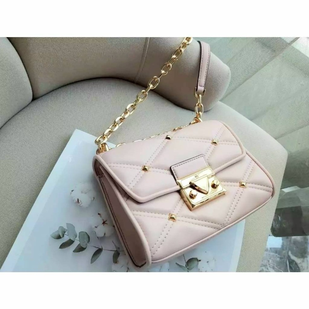 降!【現貨】MICHAEL KORS Mk 新款 SERENA 菱格紋鍊帶包 大款 可快速出貨 🐶美國代購🇺🇲 正品-細節圖7