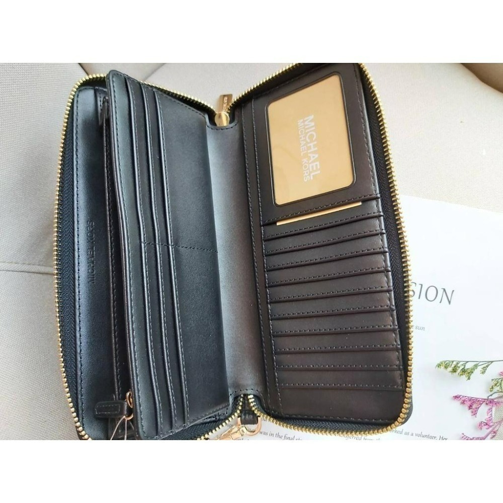 【現貨】MICHAEL KORS Mk長夾 全開式拉鍊長夾 附手拿帶 卡王 禮物 可快速出貨 🐶美國代購正品-細節圖4