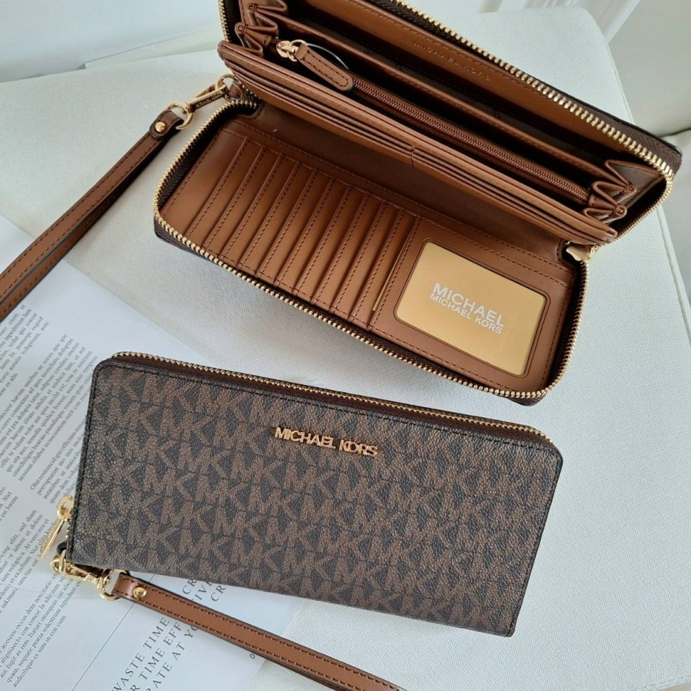 【現貨】MICHAEL KORS Mk長夾 全開式拉鍊長夾 附手拿帶 卡王 禮物 可快速出貨 🐶美國代購正品-細節圖7