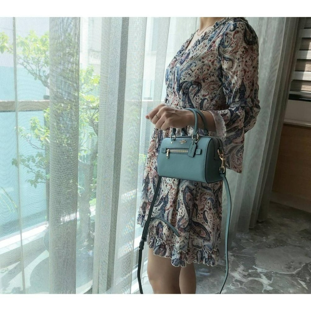 【現貨～湖水綠】Coach 迷你波士頓包 手提 側背 斜背包 迷你包 可快速出貨 🐶美國代購正品-細節圖8