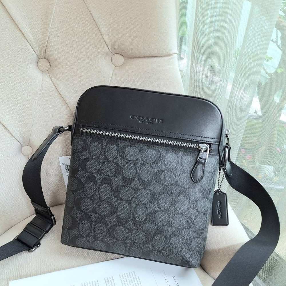 【現貨~黑老花】coach 男飛行包 男用側背包 斜背包 禮物 可快速出貨 🐶美國代購🇺🇲 正品-細節圖8