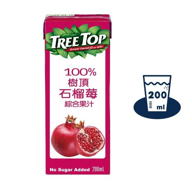 【嚴選SHOP】TreeTop 樹頂 200ML鋁箔包 100% 純果汁 蘋果汁 蜜桃 蔓越莓 柳橙 石榴莓【Z119】-細節圖4