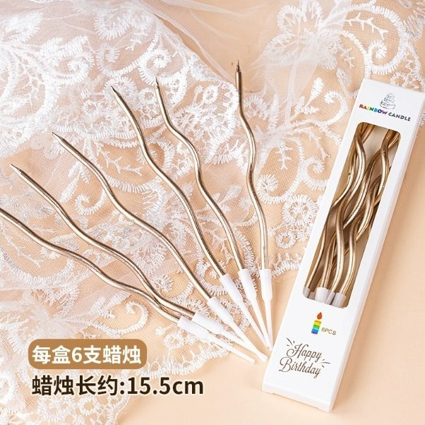 【嚴選SHOP】曲線鍍金蠟燭 生日蠟燭 蛋糕蠟燭 無煙蠟燭 金色 銀色 蠟燭 生日蛋糕 創意 婚慶 派對蠟燭【K262】-細節圖5