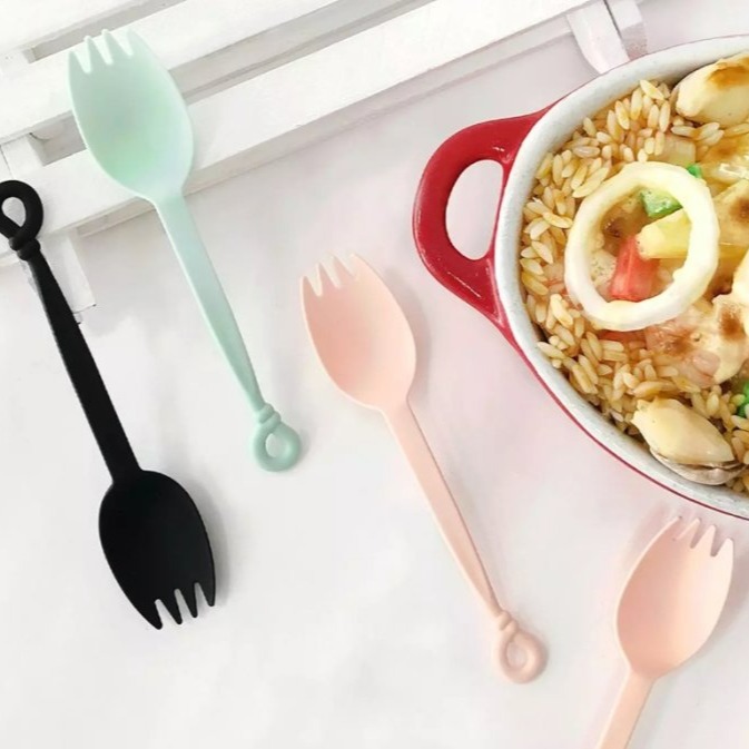 【嚴選SHOP】台灣製造 30入 霧面圈圈匙叉 圓圈叉勺 pp材質叉 耐熱叉子 餐叉 沙拉叉子 叉勺 叉匙【W042】-細節圖3