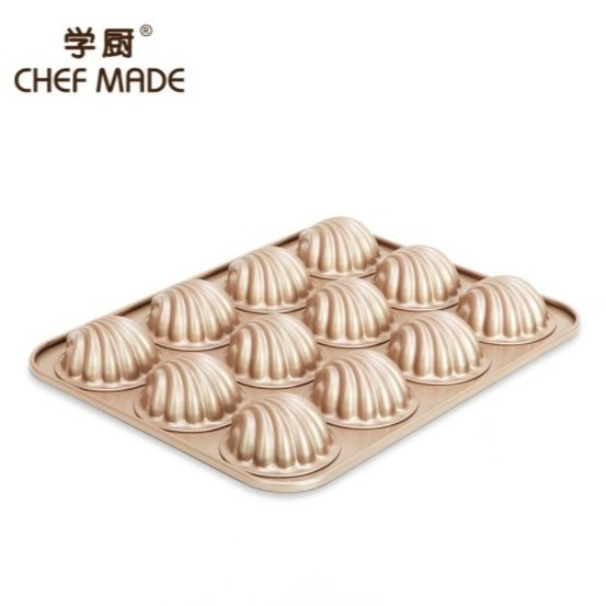 【嚴選SHOP】Chefmade 學廚 12連胖貝殼瑪德蓮模 不粘瑪德琳貝殼蛋糕模 深紋日式瑪德琳蛋糕模【WK9316】-細節圖4