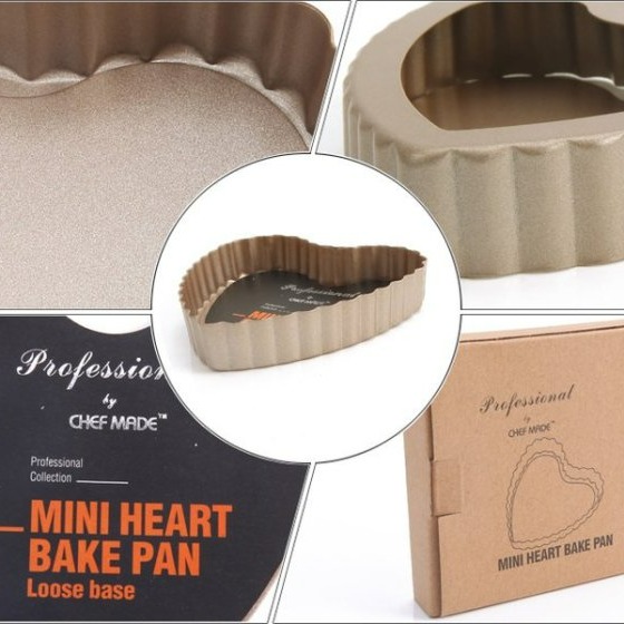 【嚴選SHOP】學廚 愛心型 4吋 不沾迷你活底派盤&塔模 心形模具 水果塔 波浪邊 烤盤 WK9025【K026】-細節圖2