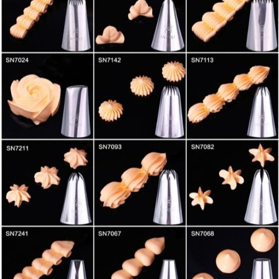 【嚴選SHOP】【SN7014】三能 (12粒裝) 304不鏽鋼中號花嘴 擠花嘴裱花嘴 鮮奶油擠花嘴套裝 附擠花袋-細節圖2