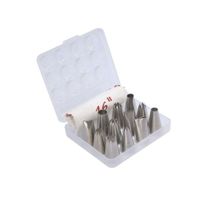 【嚴選SHOP】【SN7014】三能 (12粒裝) 304不鏽鋼中號花嘴 擠花嘴裱花嘴 鮮奶油擠花嘴套裝 附擠花袋-細節圖3