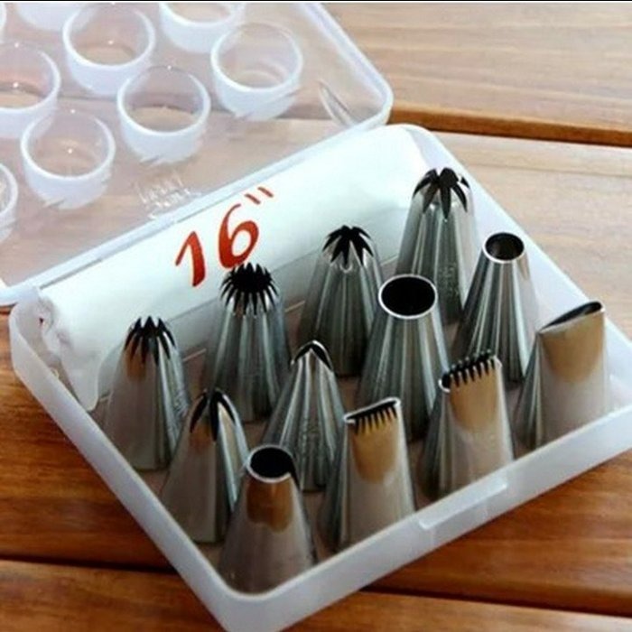 【嚴選SHOP】【SN7014】三能 (12粒裝) 304不鏽鋼中號花嘴 擠花嘴裱花嘴 鮮奶油擠花嘴套裝 附擠花袋-細節圖4