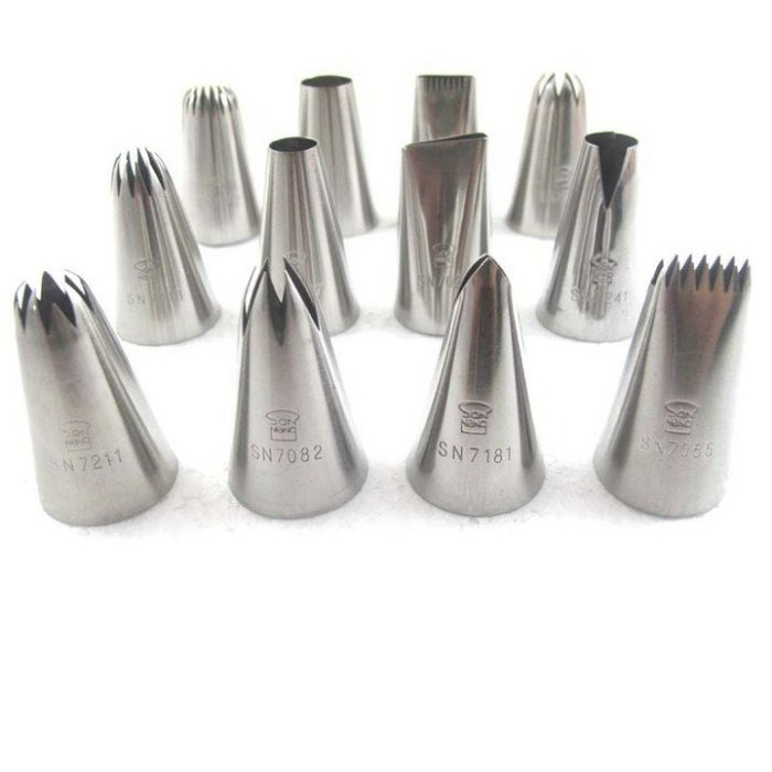 【嚴選SHOP】【SN7014】三能 (12粒裝) 304不鏽鋼中號花嘴 擠花嘴裱花嘴 鮮奶油擠花嘴套裝 附擠花袋-細節圖5