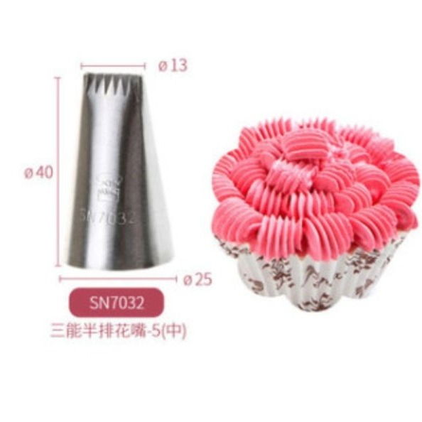 【嚴選SHOP】【SN7034】三能 半排花嘴 不鏽鋼擠花嘴 曲奇嘴SN7031 SN7032 SN7033SN7035-細節圖3