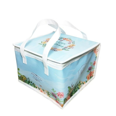【嚴選SHOP】藍花園 6吋8吋10吋 蛋糕保冷提袋 保溫袋 蛋糕盒冷藏手提袋保鮮袋 無紡布袋 保冰袋便當袋【K014】