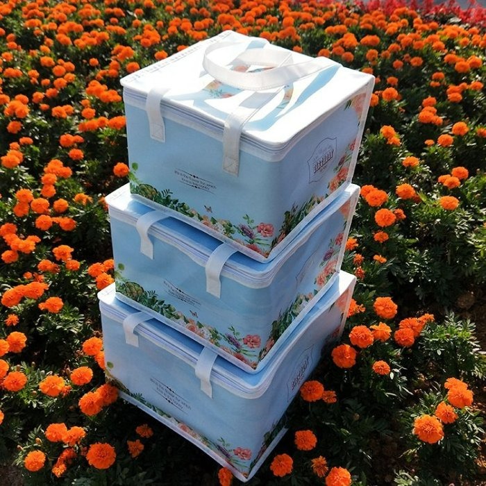 【嚴選SHOP】藍花園 6吋8吋10吋 蛋糕保冷提袋 保溫袋 蛋糕盒冷藏手提袋保鮮袋 無紡布袋 保冰袋便當袋【K014】-細節圖2
