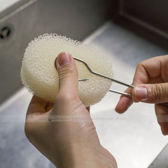 【嚴選SHOP】不鏽鋼手柄杯刷 簡約長柄玻璃杯奶瓶刷 海綿刷 可拆換 茶杯刷子 海綿替換組 長刷【B104】廚房海綿刷-細節圖2