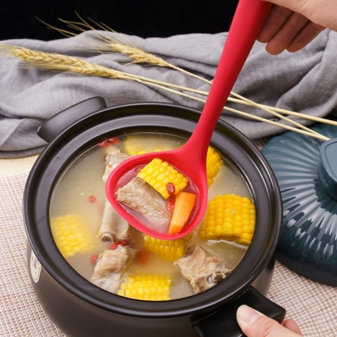 【嚴選SHOP】耐熱全包矽膠湯勺 長柄杓 矽膠杓 矽膠湯匙 勺子 矽膠匙 鍋勺 盛粥勺 大湯勺 稀飯勺 湯匙【K233】-細節圖3