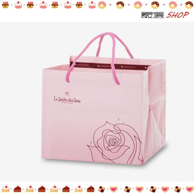 【嚴選SHOP】粉色玫瑰 6吋蛋糕紙袋 禮品袋 婚禮小物 蛋糕袋 母親節 乳酪盒提袋 送禮紙袋【D074】