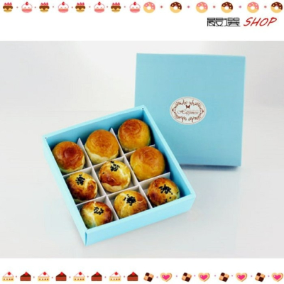 【嚴選SHOP】藍色低盒 乳酪蛋糕盒 包裝盒 餅乾盒 糖果盒 杯子蛋糕 布丁燒盒 外帶盒 禮盒 紙盒 【C010】