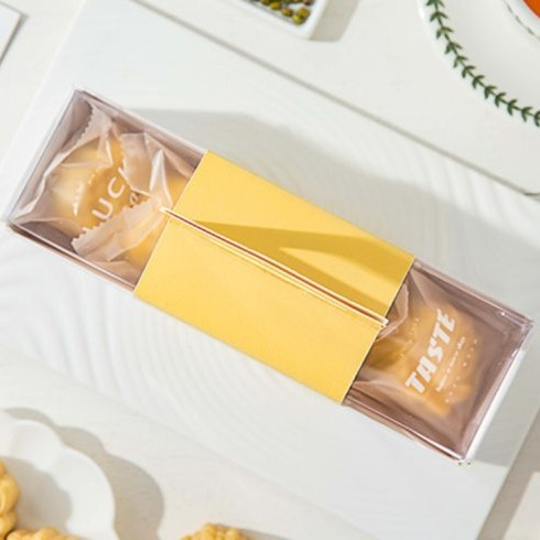 【嚴選SHOP】黃色手提腰帶透明盒 外帶提盒 綠豆糕盒 包裝盒 餅乾糖果紙盒 雪Q餅包裝 牛軋糖盒 蛋黃酥盒【C146】-細節圖3