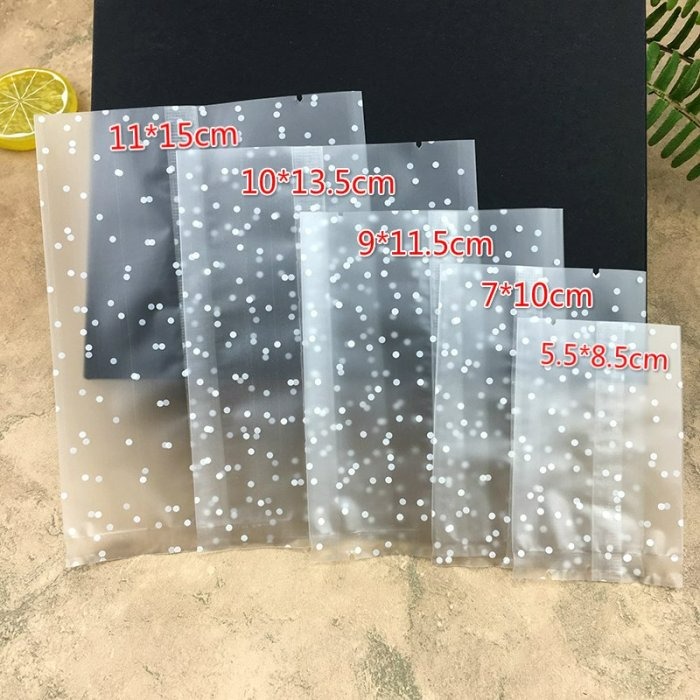 【嚴選SHOP】98入25/50/80/100克 白點點磨砂機封袋 蛋黃酥 餅乾袋 熱封袋月餅袋 平口包裝袋【D081】-細節圖2