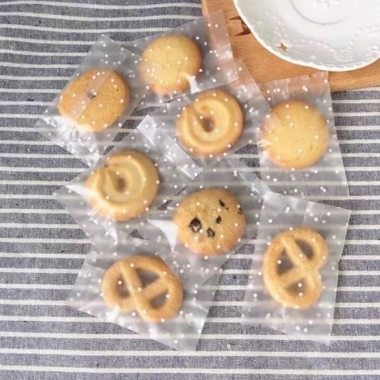 【嚴選SHOP】98入25/50/80/100克 白點點磨砂機封袋 蛋黃酥 餅乾袋 熱封袋月餅袋 平口包裝袋【D081】-細節圖3