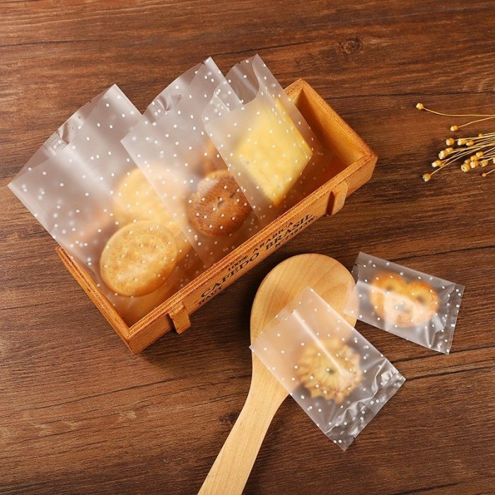 【嚴選SHOP】98入25/50/80/100克 白點點磨砂機封袋 蛋黃酥 餅乾袋 熱封袋月餅袋 平口包裝袋【D081】-細節圖6