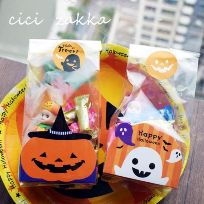 【嚴選SHOP】48入 萬聖節平口袋+紙墊 食品袋 包裝袋點心袋塑料袋 餅乾袋 糖果袋 萬聖節包裝 萬聖節【X063】-細節圖3