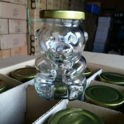 【嚴選SHOP】265cc 小熊造型玻璃瓶 附金蓋 奶酪布丁杯 果醬瓶 婚禮小物 蜂蜜瓶 玻璃杯 玻璃罐【T025】