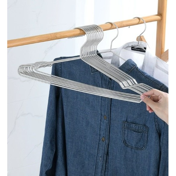 【嚴選SHOP】不鏽鋼衣架 加厚加粗衣架 防滑衣架 掛衣架 曬衣架 晾衣架 曬衣服 晾衣服 不銹鋼衣架白鐵衣【K300】-細節圖8