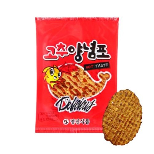 【嚴選SHOP】韓國香烤魚片(火辣風味/BBO風味) 5g/包 烤魚片 BBQ(黃) 香辣(紅) 【Z562】-細節圖2