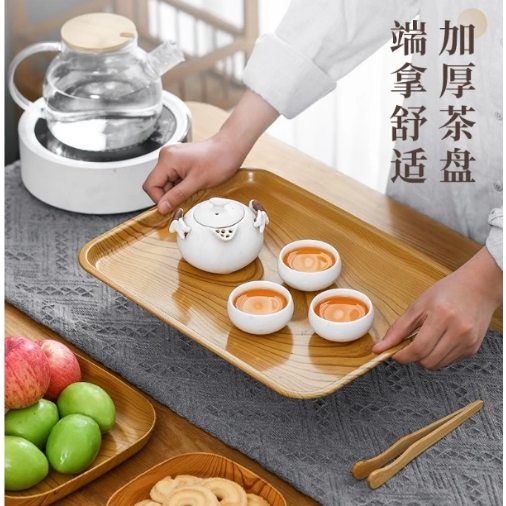 【嚴選SHOP】仿木紋托盤 木紋餐盤 仿木紋餐盤 餐桌托盤 美食擺盤 日式簡約托盤 餐盤 水果盤 長方托盤【K383】-細節圖2