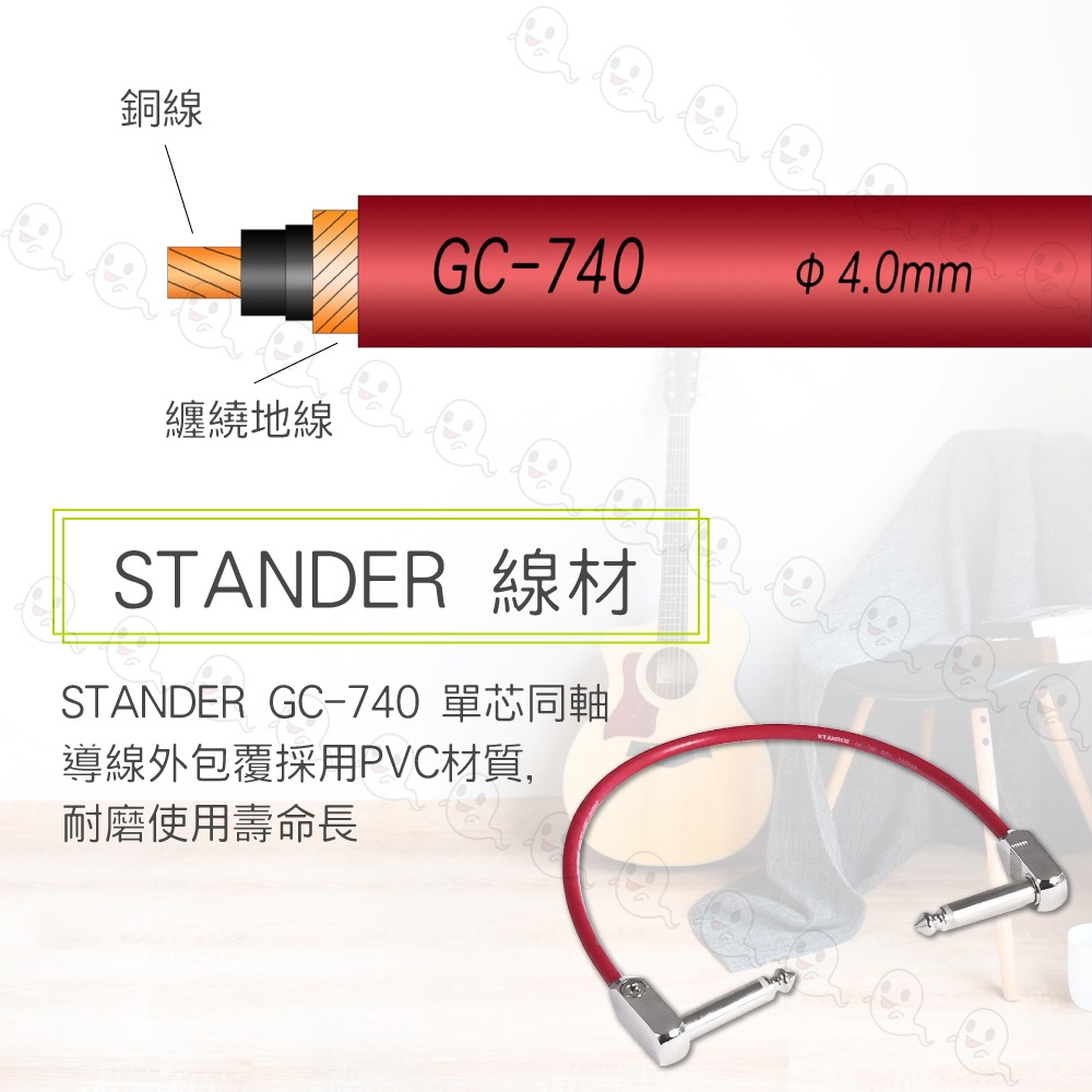 【魔音傳腦】Stander 短導線 C-117 8吋 TS 轉接線 短導線-細節圖3