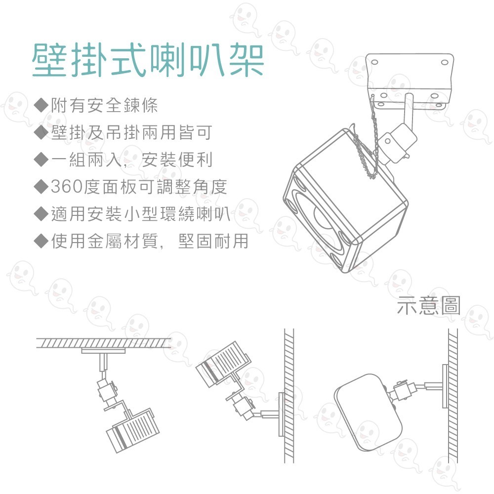 【魔音傳腦】壁掛式喇叭架 小吊架 小喇叭 監聽喇叭 環繞喇叭【一對】-細節圖4