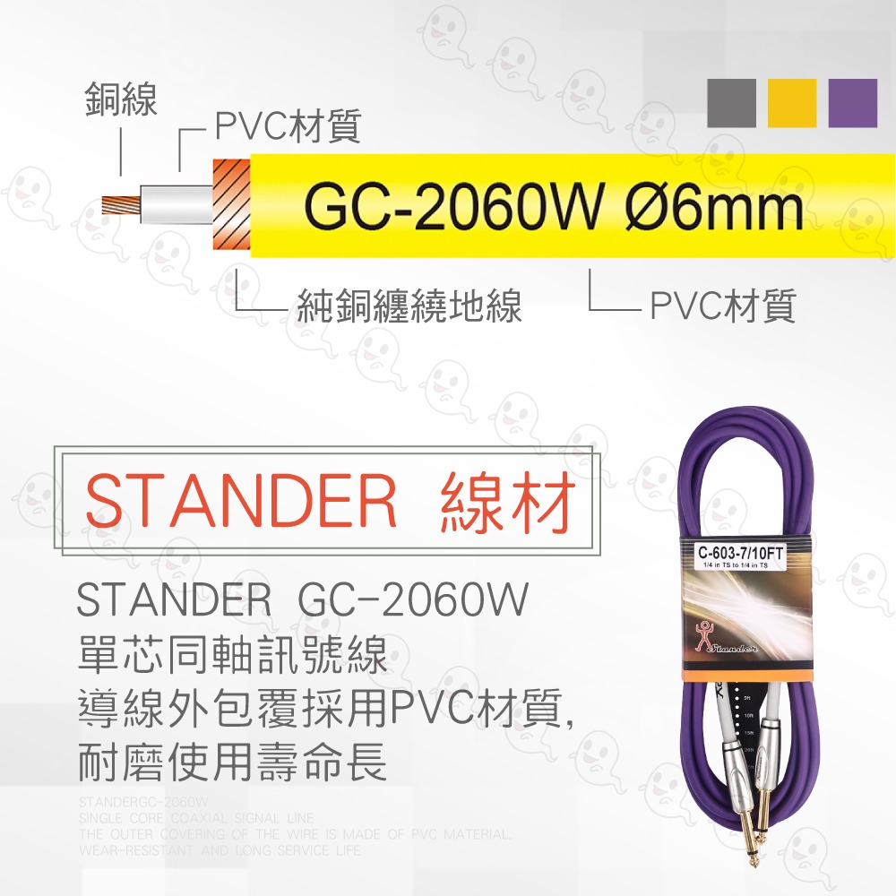 【魔音傳腦】Stander C-603-7 10FT 6.3mm 公轉公 訊號線 單音 單聲道 手工焊接 吉他導線-細節圖4