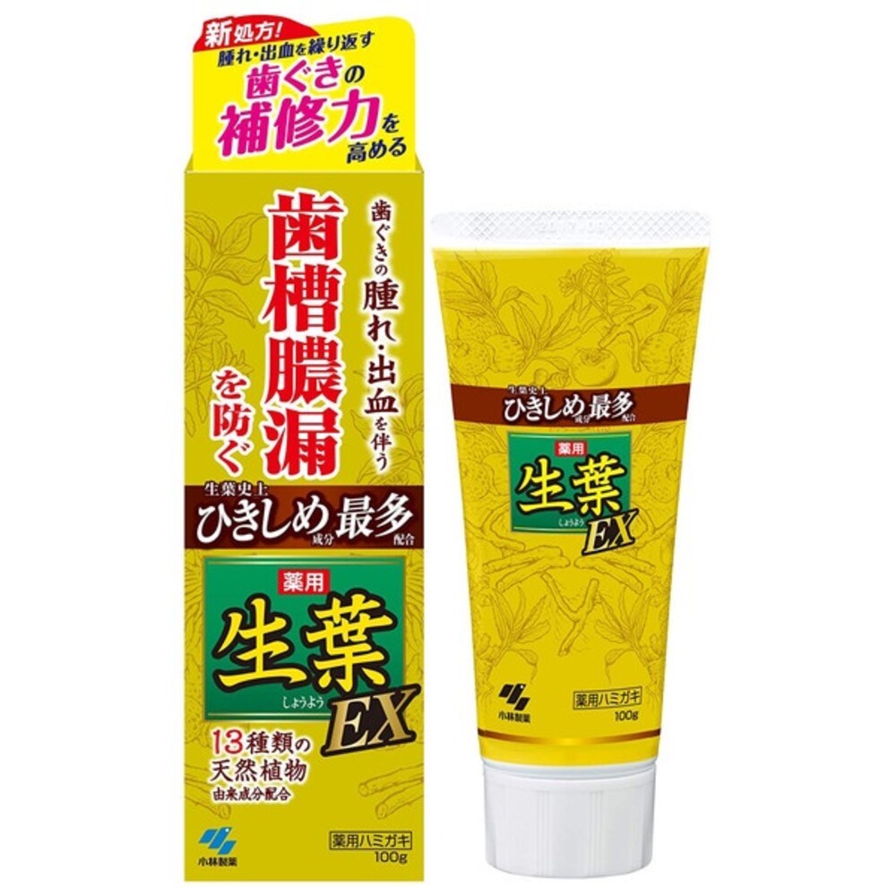日本原裝 小林製藥 齒槽膿漏 天然草本生葉 護齦牙膏 牙周護理牙膏 金色 EX 敏感 植物配方-規格圖4