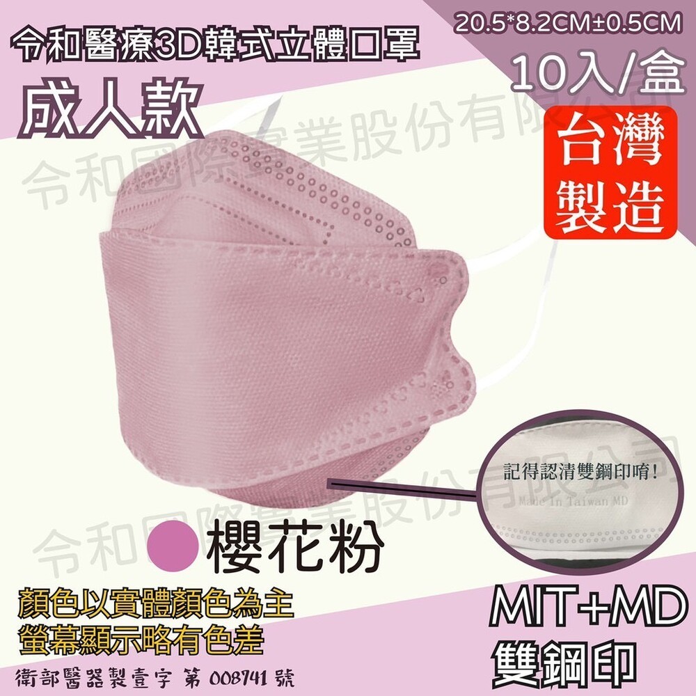 【兒童成人都有】台灣製造 現貨 令和 KF94 3D 立體 韓式 醫療口罩 魚型口罩 魚嘴口罩 成人口罩 兒童口罩-規格圖7