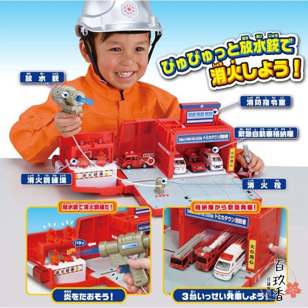 公司貨 Tomica 新城鎮系列 變形消防局 可收納小汽車 不需電池 多美小汽車 TOMY-細節圖3