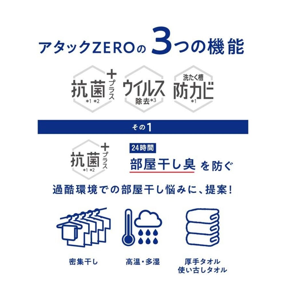 ζั͡✿百玖香✿日本境內 花王 KAO ATTACK ZERO 濃縮洗衣精 去汙 除臭 滾筒 室內晾衣-細節圖8