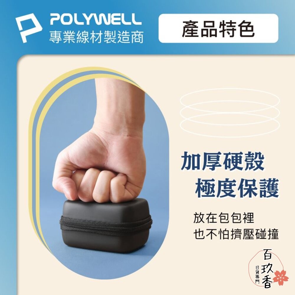 POLYWELL 硬殼 旅充 收納包 迷你 充電頭 收納 隨身小物 寶利威爾 旅遊 出差 工作-細節圖4