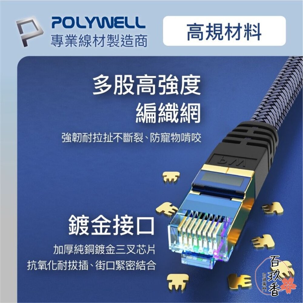 POLYWELL 超高速 網路線 50公分~10米 40Gbps RJ45 福祿克認證 寶利威爾-細節圖7