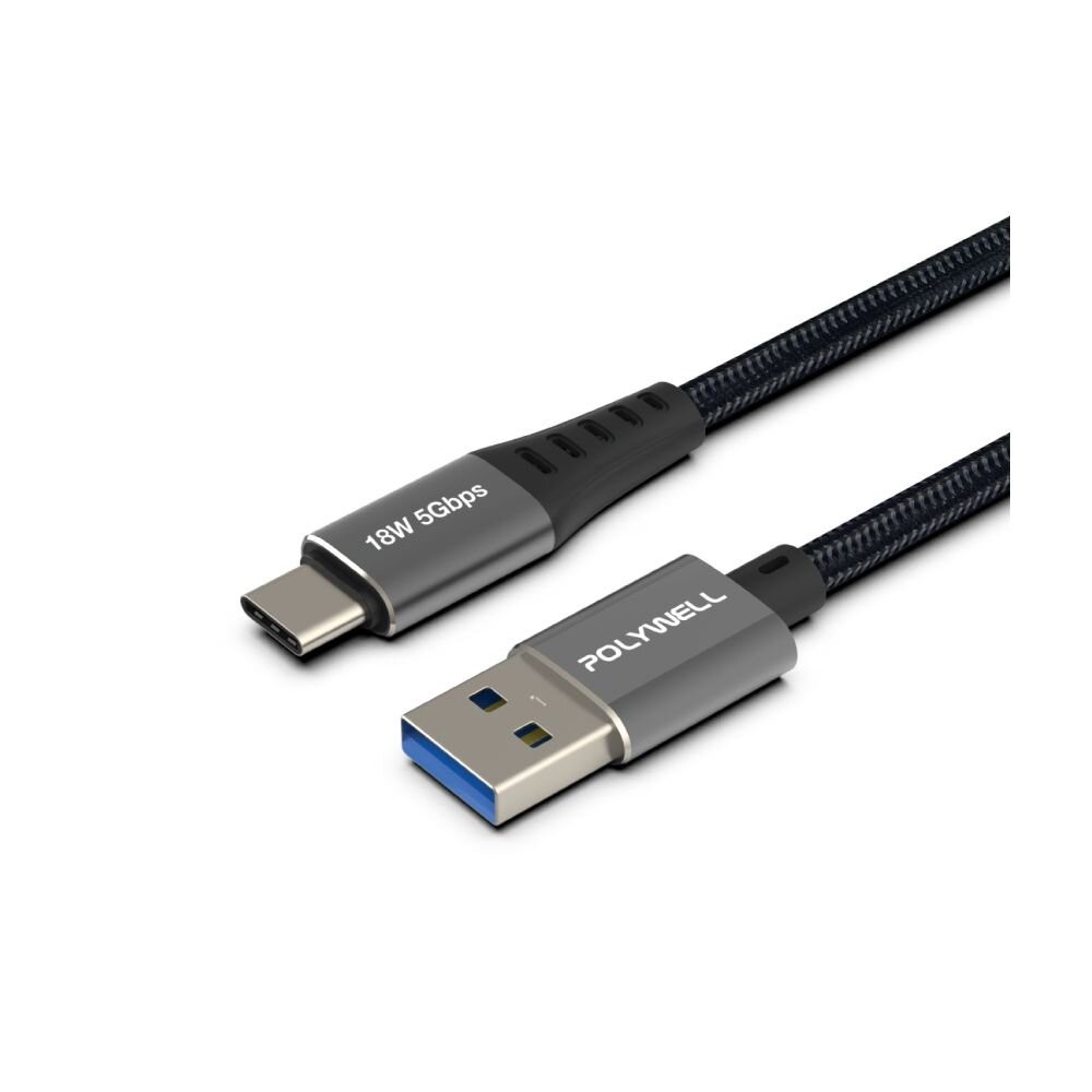 POLYWELL USB3.1 5Gbps Type-C對A 3A 0.5~3米 充電傳輸線 18W 寶利威爾-細節圖3