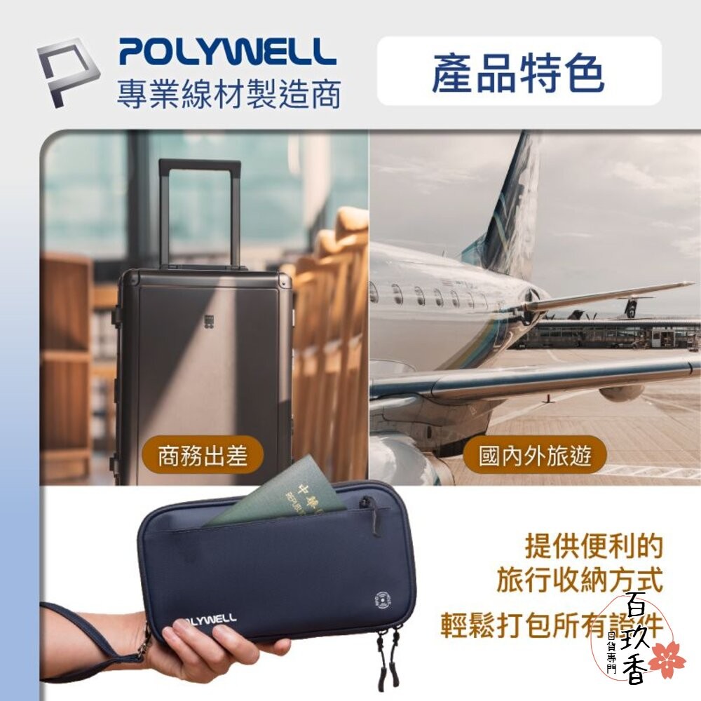 POLYWELL 護照 信用卡 旅行 收納包 RFID防護層 收納袋 旅遊 出差 寶利威爾-細節圖3