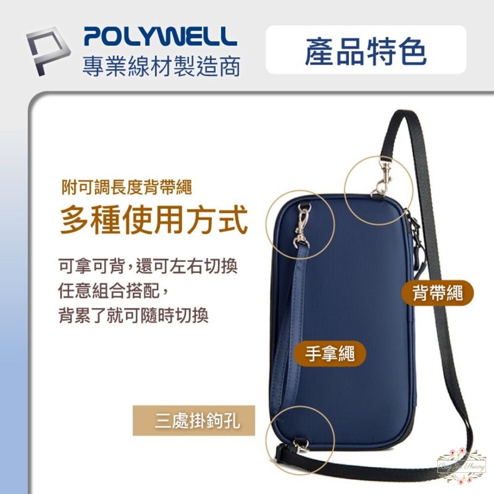 POLYWELL 護照 信用卡 旅行收納包 RFID防護層 收納袋 旅遊 出差 寶利威爾-細節圖7