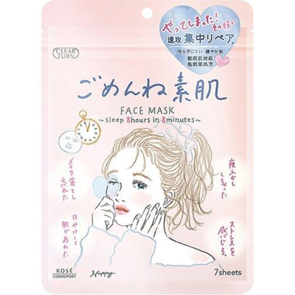 晨間面膜新上架 日本境內 KOSE 高絲 光映透 8分鐘 插畫風 面膜 去角質 毛孔 毛穴小町 源治 爆彈 保濕-規格圖11