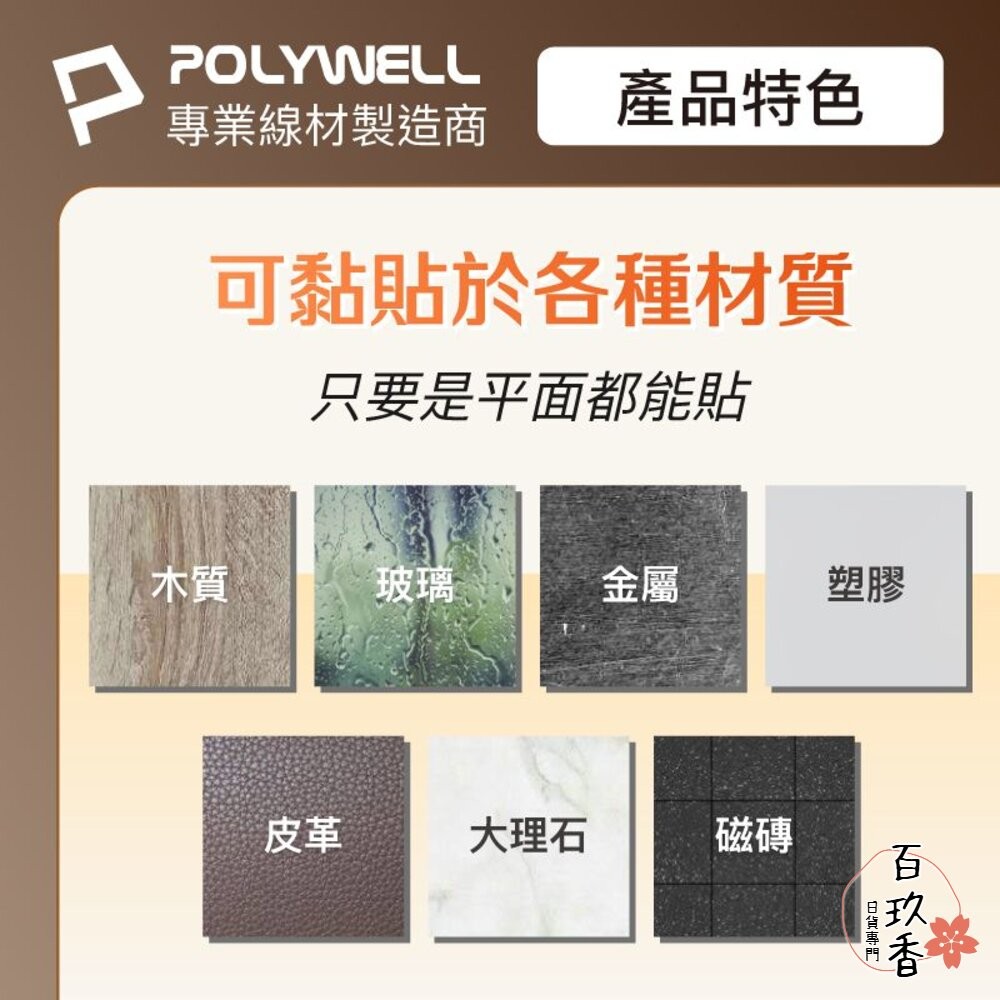 POLYWELL 磁吸式 理線固定器 電線固定器 理線器 可黏貼固定 適用7mm內充電線 傳輸線 寶利威爾-細節圖7