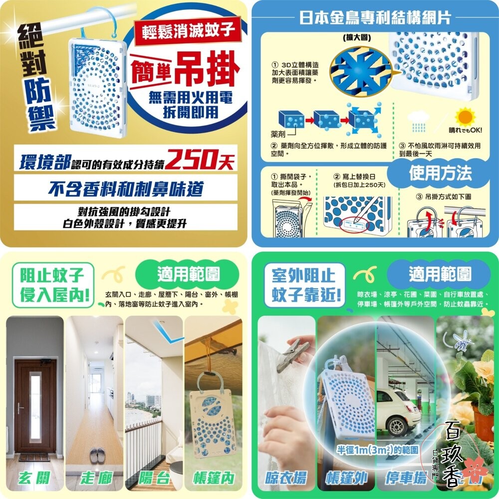 日本原裝 金鳥 KINCHO 防蚊掛片 防蚊噴霧 金雞 小黑蚊 蒼蠅 蚊子 防蚊 掛片-細節圖4